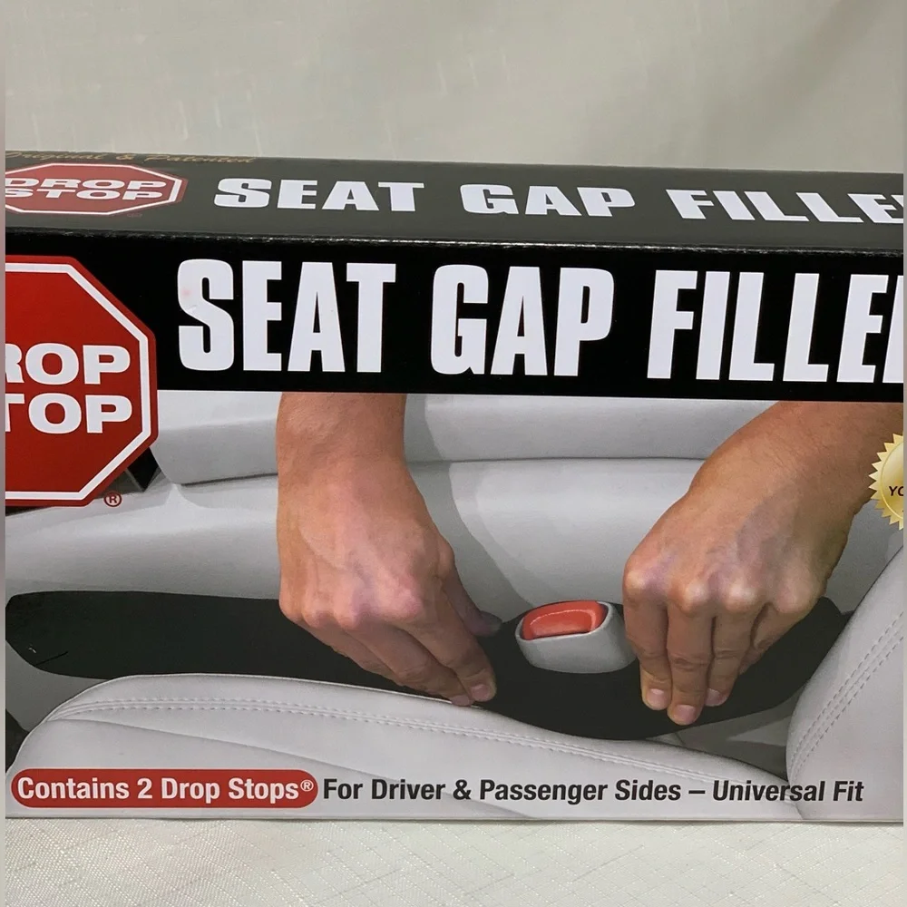NWT Drop Stop Original Car Seat Gap Filler Shark Tank Seat Console Organizer Set